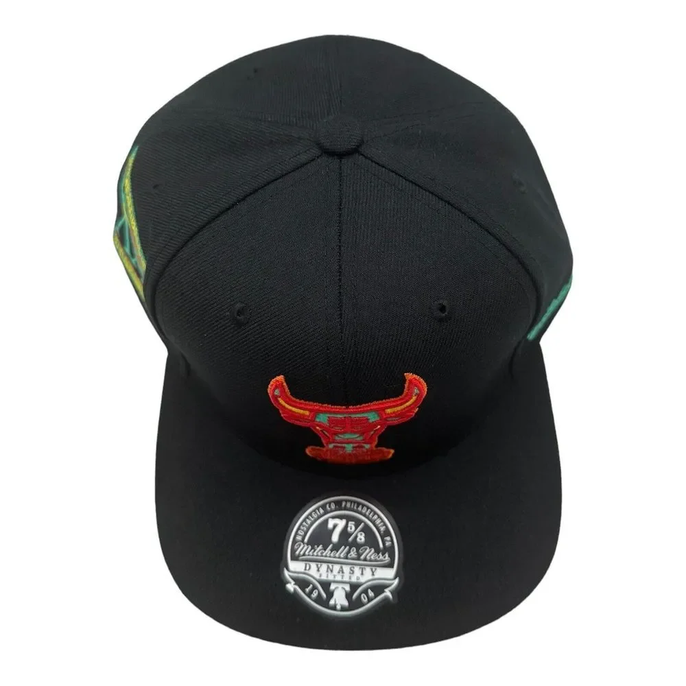 Mitchell & Ness Chicago Bulls 30th Anniversary NBA Black Orange Fitted Hat 7 5/8
